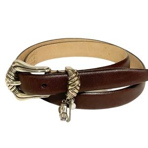 Bill Adler Studio Size Medium Brown Leather Golf Charms Skinny Womens Belt‎